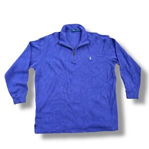 Polo Ralph Lauren Men Size 2XLT Purple Long Sleeve Cotton Zip Sweater Pony Logo